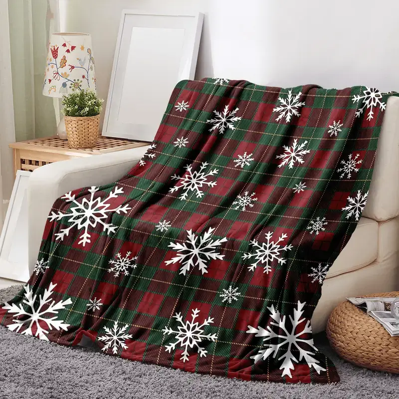 Buffalo Plaid Christmas Blanket Perfect Holiday Gift Idea Red Flannel Throw With Snowflake Patterns Ultra Soft Warmth Ideal Present For Loved Ones Complete With Bed Couch Comfort Memorable Surprise