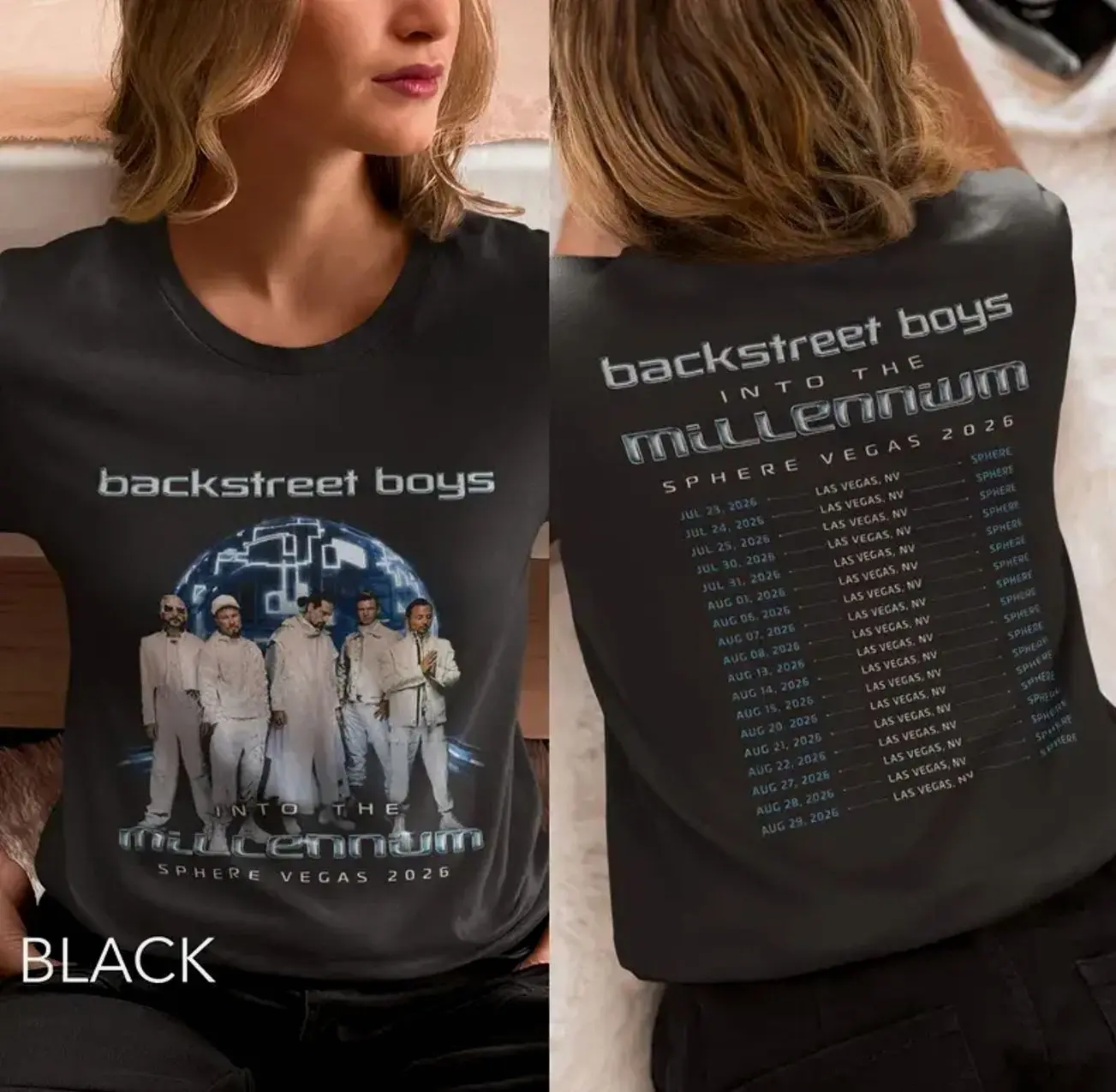 Unisex Backstreet Boys Into The Millennium Tour 2026 Shirt, BSB Concert Tee, Las Vegas Sphere Merch, 90s Boy Band Gift 2GS
