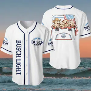 Dog Busch Light Baseball Jersey, Classic Sporty Style Everyday Comfort Style