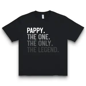 Pappy: The for Man. The Myth. The Legend." Men's Black Cotton T-Shirt - Funny Grandpa Tee, Soft & Breathable, Wrinkle-Resistant, Round Neck
