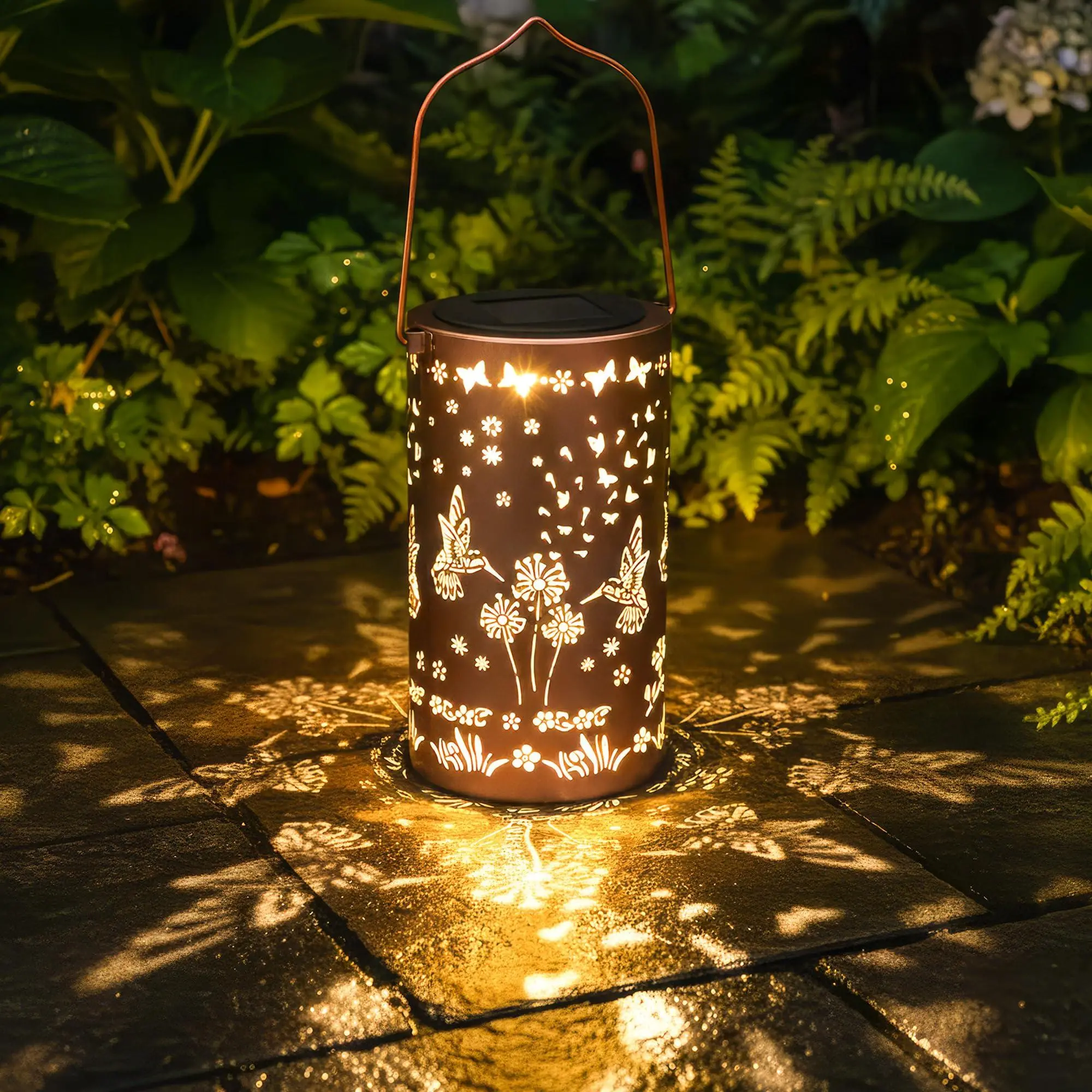 FLAGWIX Hummingbird Gifts for Women Men - Solar Lanterns Outdoor Waterproof Garden Decor - Hanging Solar Lantern Hummingbird Decor, Christmas Birthday Gifts for Women Mom, Garden Gifts for Grandma