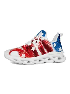 Exclusive American Flag Print Men's Casual Shoes, Patriotic Art Style, Fashionable Sports Sneakers, Athletic Lightweight Sneakers, Comfortable Lightweight Sole Design, Casual Sporty Sneakers