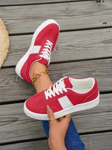 Vintage Colorblock Dopamine Women's Trainers, Spring Fall New Fashion, Candy Patchwork, Thick Sole, Anti-Slip, Casual Outdoor Shoes