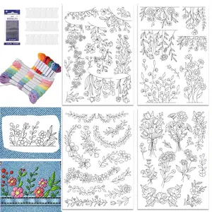 43pcs Water-Soluble Floral Embroidery Stabilizer with Self-Adhesive Backing, Easy-To-Use Sewing Paper for Flower Embroidery Shirts, Model Xinghao A91