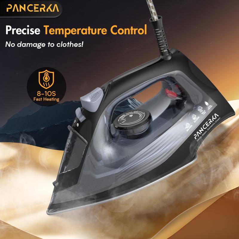 PANCERKA 1600W Steam Iron for Clothes - Powerful Steam Burst, Teflon Non-Stick Soleplate, Fast Heating & Auto Shut-Off | Clothing Iron with Easy Temperature Control | Irons | Plancha de Ropa