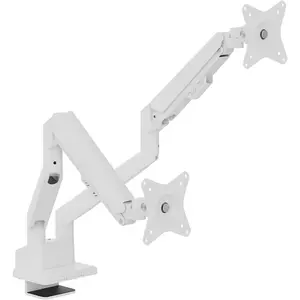 PS1D Wave White Dual  Arm Stand Desk Mount - Fits up to 32 inches Monitors and up to 19.8lbs. VESA Compatibility and Integrated  Management