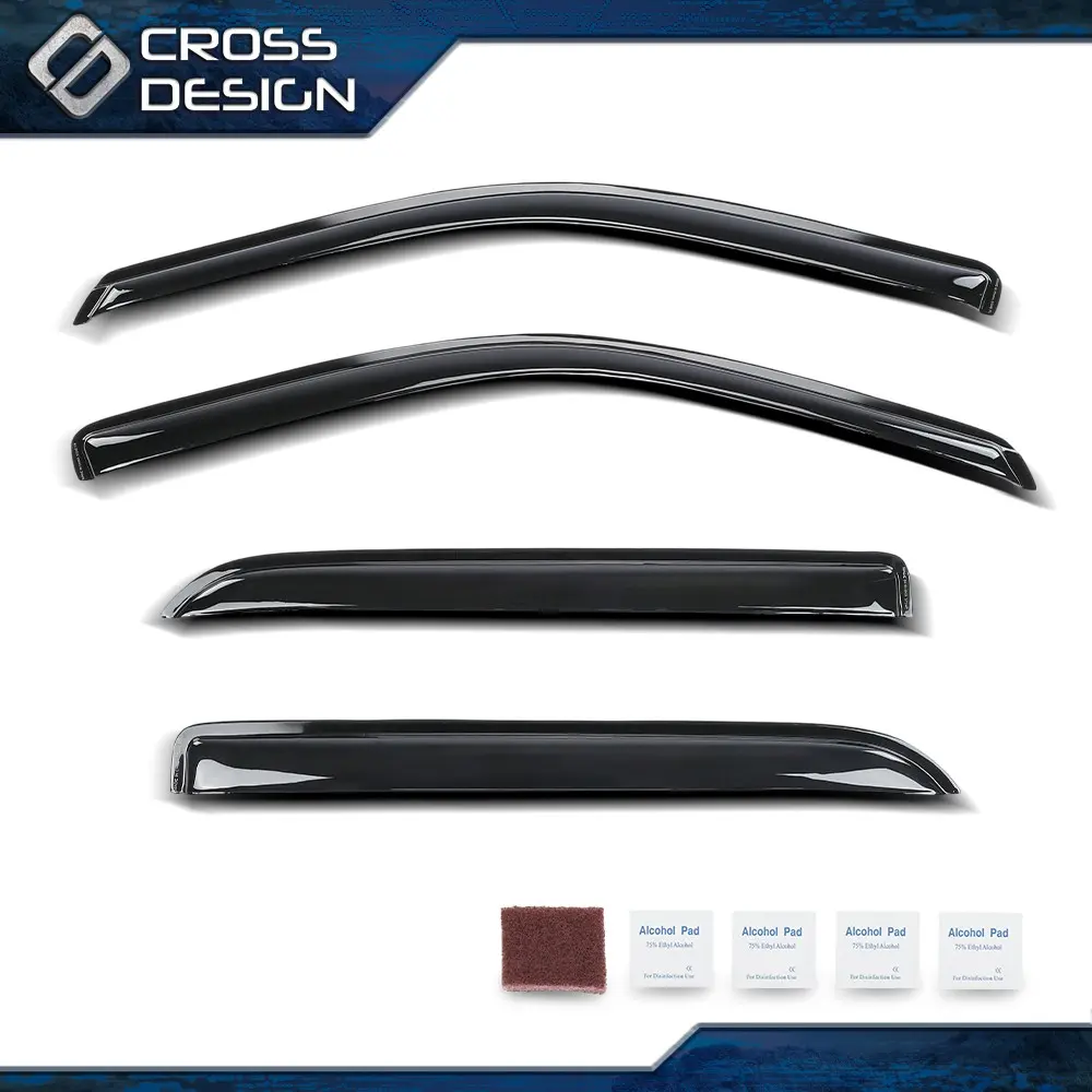 CROSSDESIGN Car Side Window Deflectors & Visors, 4 x Out-Channel Vent Rain Guards with Sun Protection & Scratch-Free Finish, Fit for 2009-2025 Dodge Ram 1500 Classic Body Style Crew Cab Only
