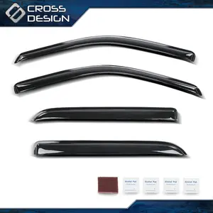 CROSSDESIGN Car Side Window Deflectors & Visors, 4 x Out-Channel Vent Rain Guards with Sun Protection & Scratch-Free Finish, Fit for 2009-2025 Dodge Ram 1500 Classic Body Style Crew Cab Only