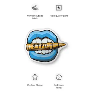 STFU Ice Blue Logo Shaped Velvety Soft Pillow