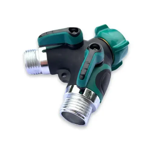 Heavy Duty 3/4 Inch Metal Y-Type Garden Hose Dispenser - US Standard Thread, Durable Outdoor Faucet Adapter for Lawn, Patio and Irrigation