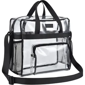 Bagenius Clear Tote Bag Stadium Approved, 12x6x12 Game Day Clear Satchel Bag with Shoulder Strap for Concert Work and Sports