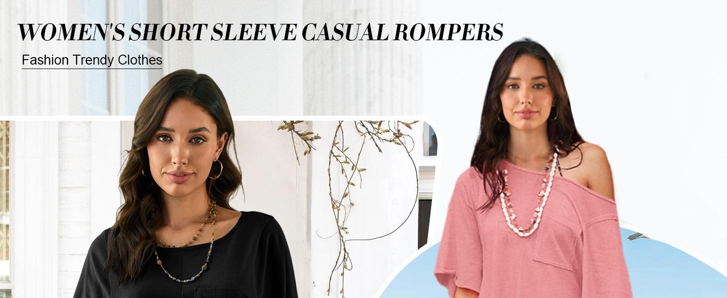 Imily Bela Rompers for Women Spring Outfits Summer Casual Short Sleeve Crew Neck Loose Jumpsuits with Pocket Summervibes Imily Bela Rompers for Women Spring Outfits Summer Casual Short Sleeve Crew Neck Loose Jumpsuits with Pocket Summervibes