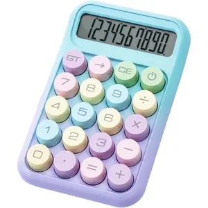 3C9-DPL01   Mechanical Switch Calculator, 10 Digit Basic Desk Calculator, Large LCD Display and Big Buttons, Cute Small Calculators Gift for Children Students Teacher