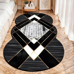 Diamond Cut Original Luxe Gold Velvet Irregular Carpet, Non-Slip Design, Bedroom Room Door Bathroom, All Seasons