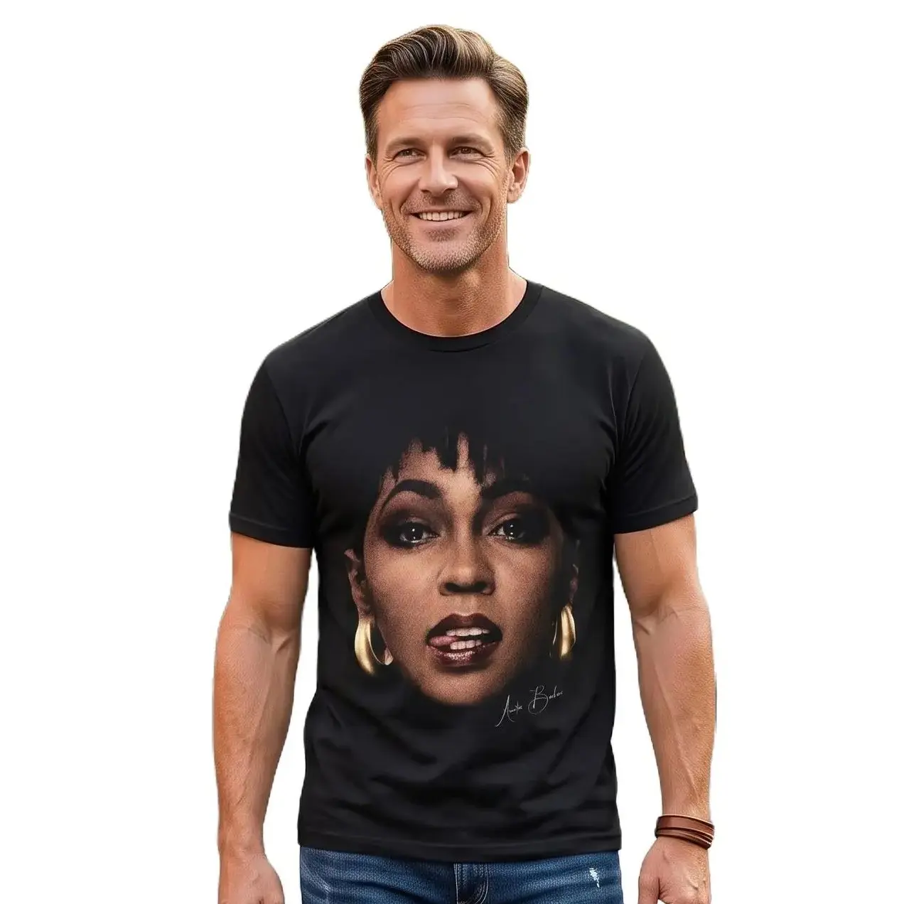 Premium 100% Cotton Unisex Music Culture Graphic Tee | Heavyweight Retro Character Art Portrait T-Shirt | Classic Distressed Crewneck Short Sleeve Shirt, Loose Fit Men Women Casual Black Top gym apparel