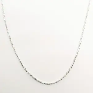 24 inch Diamond-Cut Rope Chain White Italy Sterling Silver 925