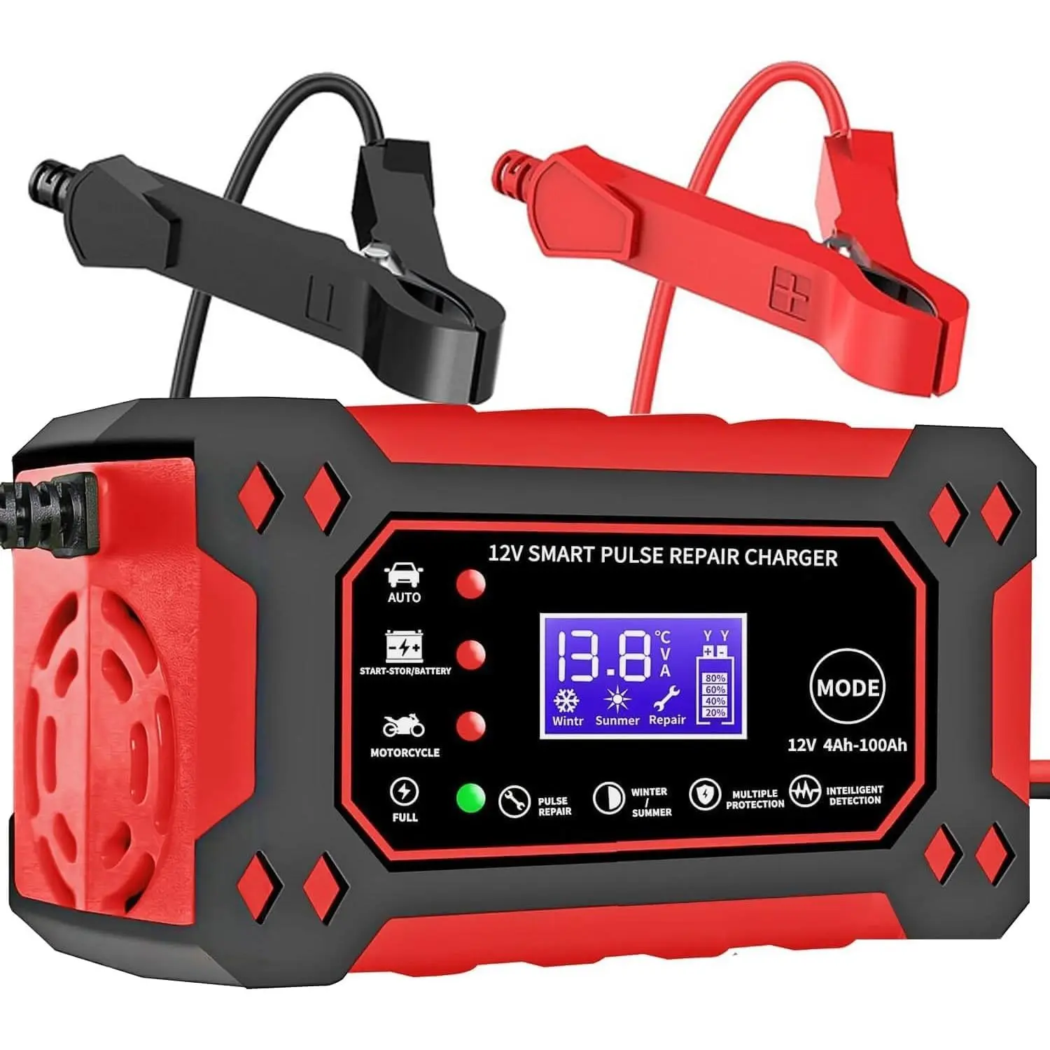 12V 6A Compact Car Battery Trickle Charger & Maintainer - Fully Automatic Charging Solution for Cars, SUVs, Construction Vehicles, Golf Carts, Snowmobiles with Temperature Compensation, Intelligent Pulse Repair, Lead Acid AGM Compatibility