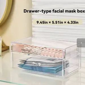 UFORU Dustproof Waterproof Cosmetic Storage Box for Lip Gloss, 2-Drawer Clear Acrylic Makeup Organizer,  Face Mask & Skincare, Stackable Vanity Organizer