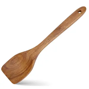 Wooden Kitchen Utensil Set, Long Handle Rotating Spatula, Handmade Cooking Tools, Eco-Friendly Wooden Cookware Accessories