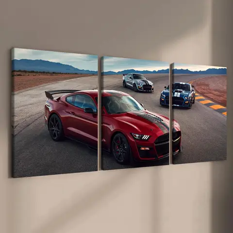 Wooden Framed Canvas Painting, 3 Counts/set Modern Racing Car Pattern Print Design Wall Art, Decorative Artwork, Aesthetic Wall Decor for Home Living Room Bedroom Office, Modern Home Decoration