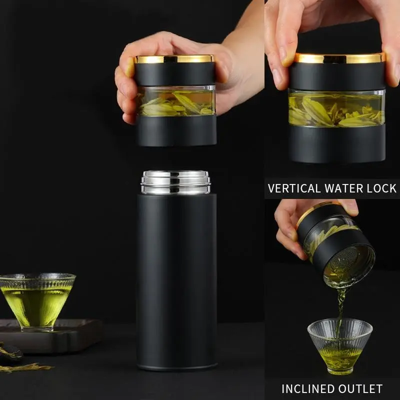 Tea Infuser Vacuum Flask Temperature Led Display 450Ml Insulated Cup Stainless Steel Tumbler Thermos Bottle Travel Coffee Mug Drinkware Fruit Insulation Peace - Portable - Bottled