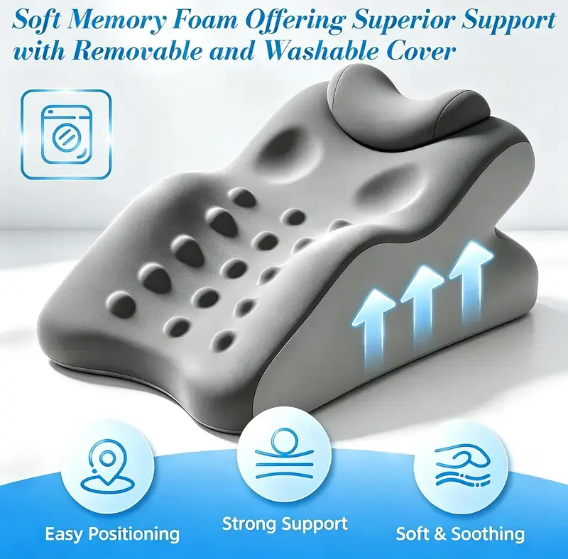 Sohochic Ergonomic Memory Foam Prone Pillow for StomachSleepers, Zoned Support Sleeping Aid, BreathableRemovable Washable Cover, Home Bed & Sofa Use BeddingPillow, Breathable Cover