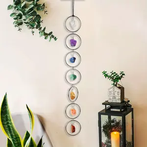 1pc Natural 7 Chakela Stone Raw Crystal Wall Decor Hanging Ornament Tree of Life Wall Hanger Tumbled Gemstones Selenite Amethyst