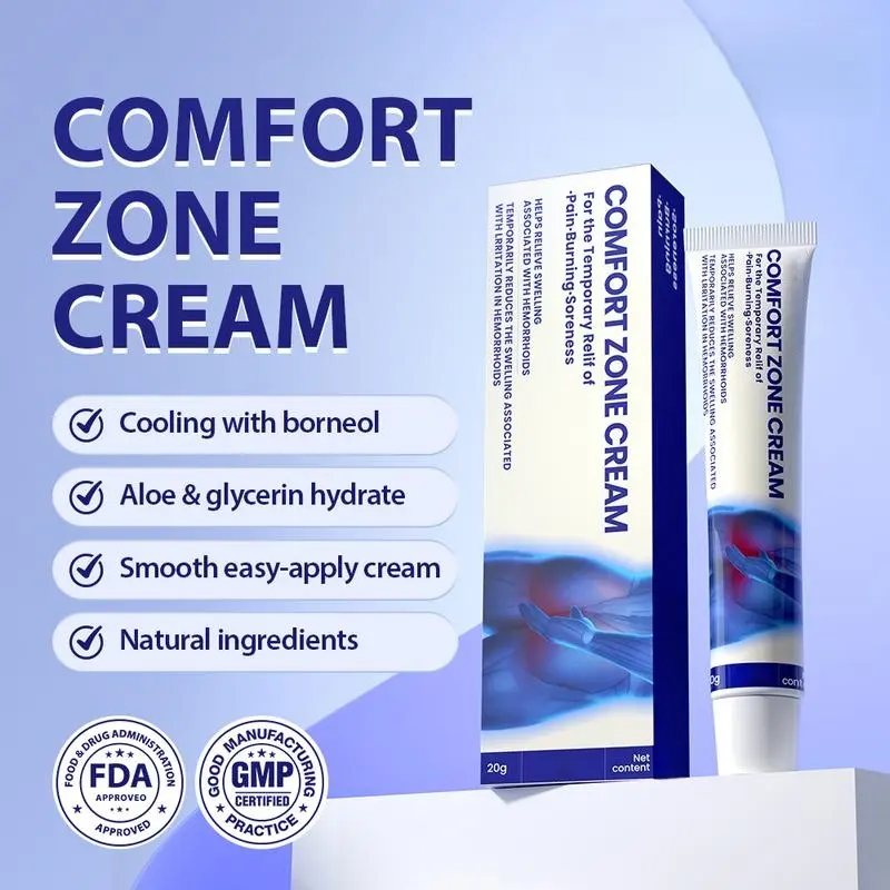 Comfort Zone Cream - Cooling with Borneol, Aloe & Glycerin, Smooth Easy-Apply, Natural Ingredients, 20g, FDA Approved, GMP Certified