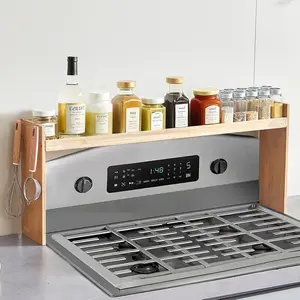 VEVOR Over the Stove Shelf, Over Stove Spice Shelf for Kitchen Stove Top, Seasoning Shelves, Spice Organizer, Easy to Assemble Countertop Storage Solution, Kitchen Gadgets with 6 Hooks