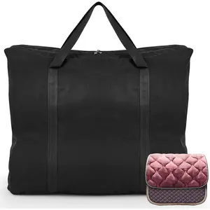 Oxford Cloth Multiple Compartments English Saddle Pad Bag Convenient Western Storage for Horses Grommets Air Circulation Multi Carrier for Equestrian Use