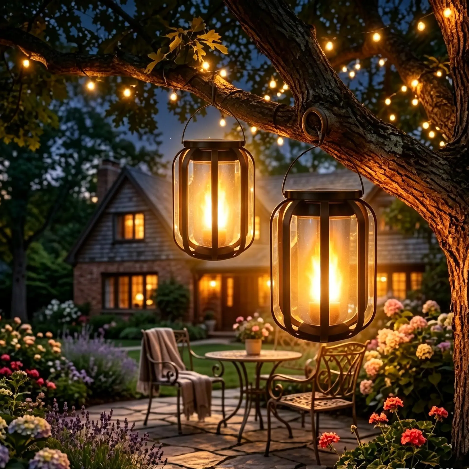 Solar Powered Flickering Flame Lantern with Base - Waterproof Outdoor Light, Halloween Outdoor Decor, Patio Decoration, Garden Lighting for Sidewalk, Ideal Holiday Gift