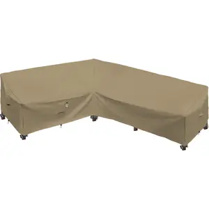 Flexiyard Heavy Duty Outdoor Sectional Sofa Cover, 83"X115" Waterproof 600D Patio Sectional Couch Cover, Lawn Patio Furniture Cover (Desert Khaki, L-Shaped-Left Facing-83 x115)