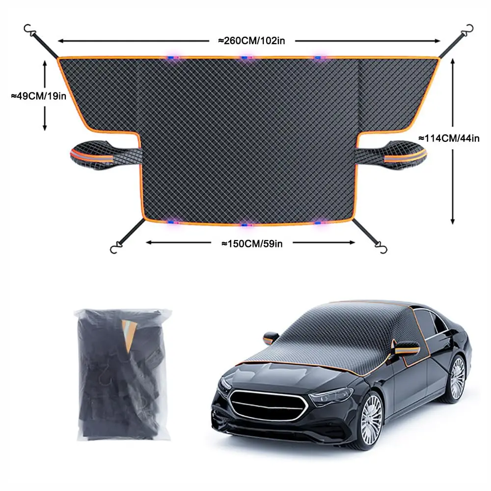 Car Windscreen Snow & Frost Shield for Jeep Commander 2007-2022, Portable Car Sunshade, Collapsible Window Sunshade, Thick Foldable Front Window Ice Protection Cover, Easy-Store Winter SUV Windshield Guard, Orange