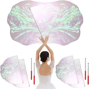 4 Set Worship Flags for Dance Praise Church Flags with 4 count Scalable Rod for Girls Adults Practice Performance Semicircle Angel Wing