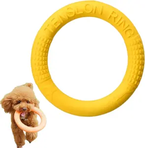 Dog Training Ring Interactive Toy Chew Toy for Aggressive Chewers Pet Flying Disc Floating Ring Dog Fetch Toys,Training and Teeth Cleaningfor Large Medium Puppy Outdoor Play (Yellow)