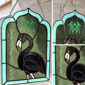 Sleep Token Green White Flamingo Suncatcher Window Hanging Acrylic Window Decor For Home