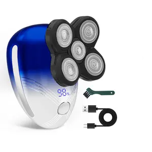 Men's Shaver & Body Hair Trimmer, 5 Floating Heads, Daily USB Rechargeable Rotating Blades, Perfect Gift for Him, Father, Partner, Rechargeable Shaver Machine