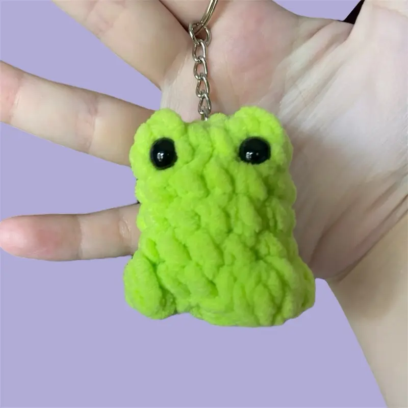 Handmade Crochet Key Chains Green Frog Design, Pink Bow Design, or Purple Bow Design Accessory for Stylish Keys