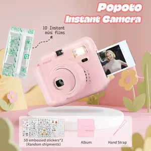 Popoto Instant Camera with 10 Films, Automatic Exposure Central View Photography, Ideal Valentine's Day Festival Party Gift (no Battery)