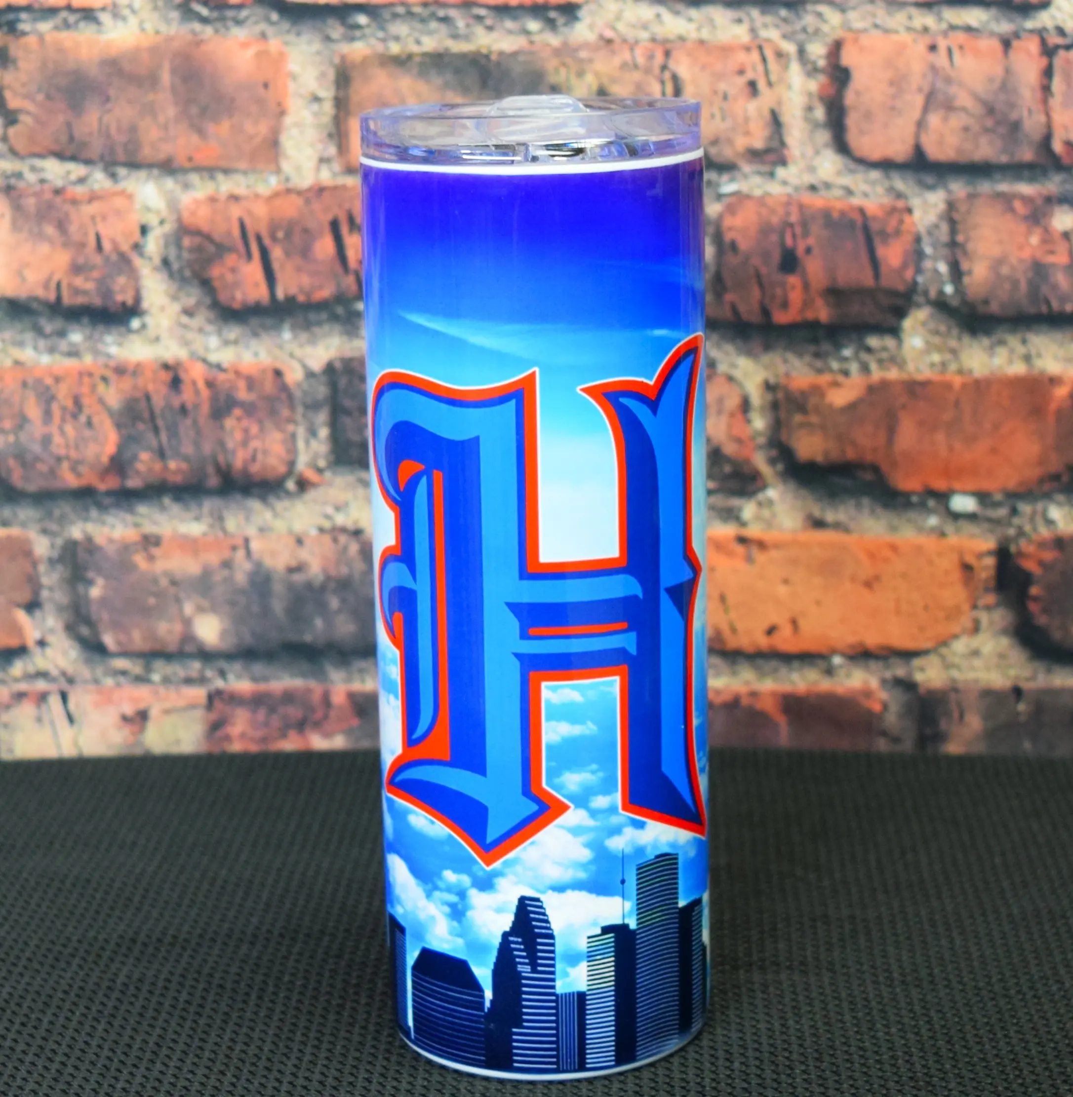 H-Town Skyline 20oz Stainless Steel Tumbler Double-Wall Insulated Eco-Friendly Houston Pride Cup for Coffee Tea Cold Drinks