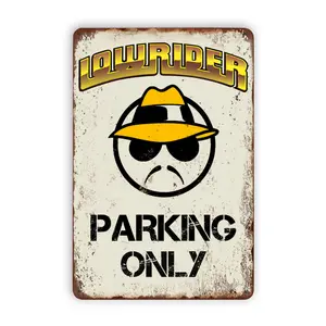 WSTKJW Lowrider Parking Only Metal Signs Vintage Wall Decor for Home Homies Bar Room Man Cave Garage Retro Tin Plaque 12"x8" Inch Signage Rectangle Design