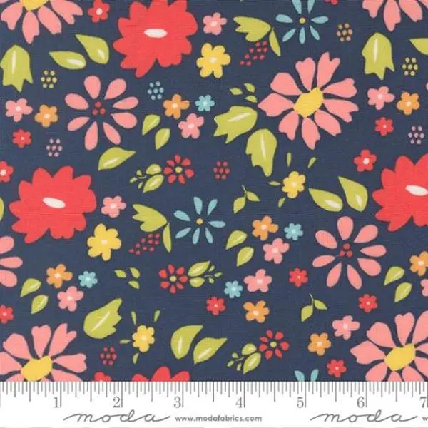 Fabric Moda Navy Wildflower Delightfully Yours by the Quarter Yard 37700-19