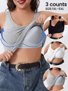 Plus Size Women's Sports Padded Tank Top,Soft High Elasticity Wide Shoulder Straps,Yoga Built in Bra Vest,  Seamless Activewear,All-Season Wear, Yoga Clothes