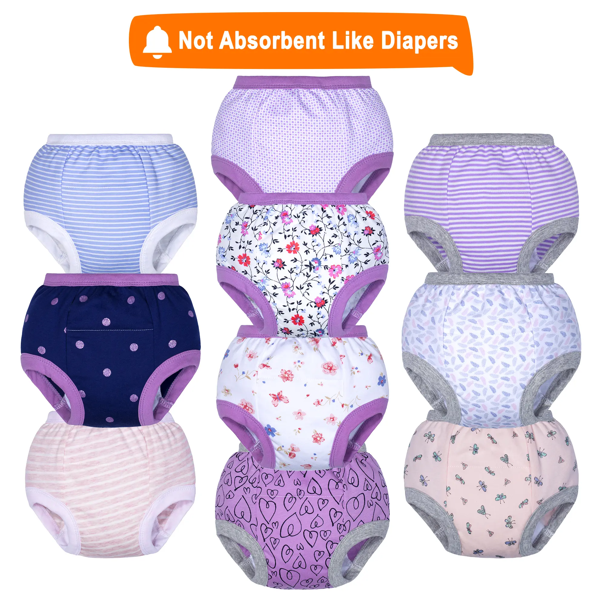 Toddler Boys' Potty Training Pants, 10-Pack Patterned Cotton Underwear for Daytime Training, Washable and Reusable with Learning Liner, Cotton Toddler Underwear, Diaper Training Pants