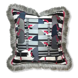 Rocabar Noir Vintage Silk Scarf Pillow 19"