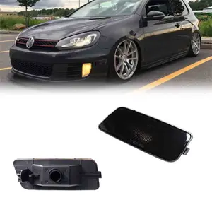 2PCS Smoked Lens Front Side Marker Lights Housing Kit For VW MK6 Golf/GTI 2010 2011 2012 2013 2014 Replace OEM 5K0-945-072 / 5K0-945-071
