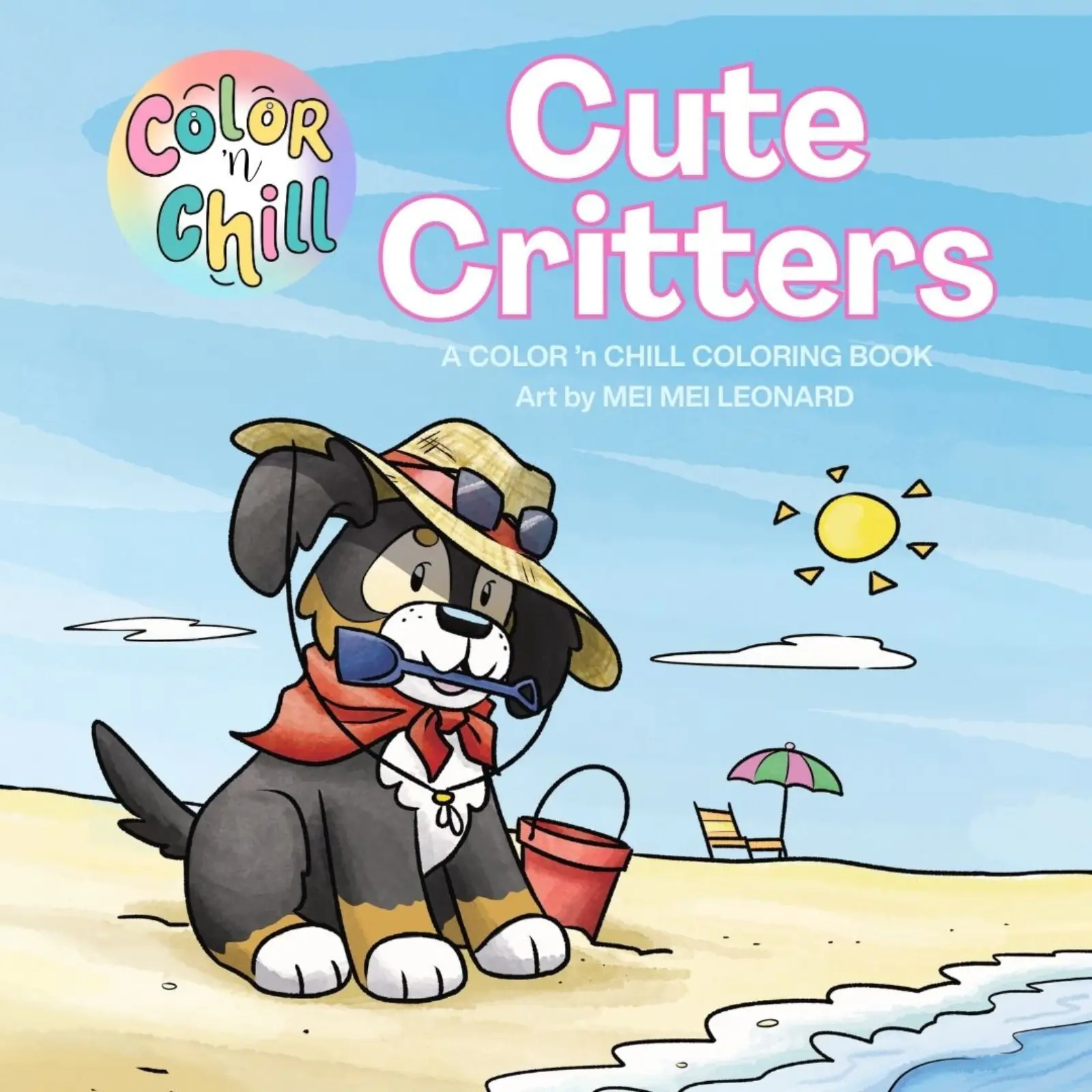 Color ’n Chill Cute Critters – Standard Edition Coloring Book, 43 Cute Animal Designs + Reusable Protective Sheet
