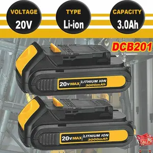 High quality 2Pack For DEWALT DCB201 20V Max Lithium-Ion Compact Battery DCB203 replacement