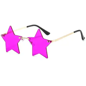 Unisex Fashion Colored Star Rimless Sunglasses - PC Lens and Metal Arms for Durability