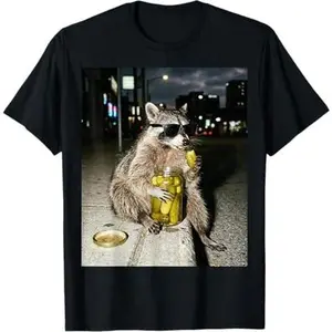 Funny Raccoon Eating Pickles Meme Men Women T-Shirt